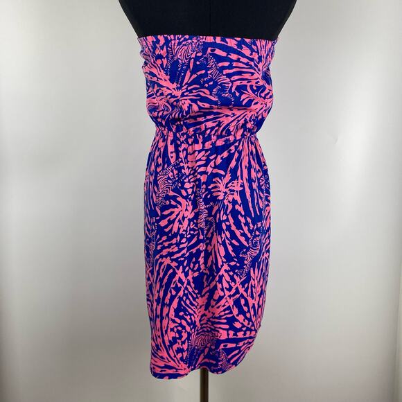 Lilly Pulitzer Windsor Strapless Mini Dress Pink Blue Pima Cotton Womens Sz XS - Picture 8 of 11